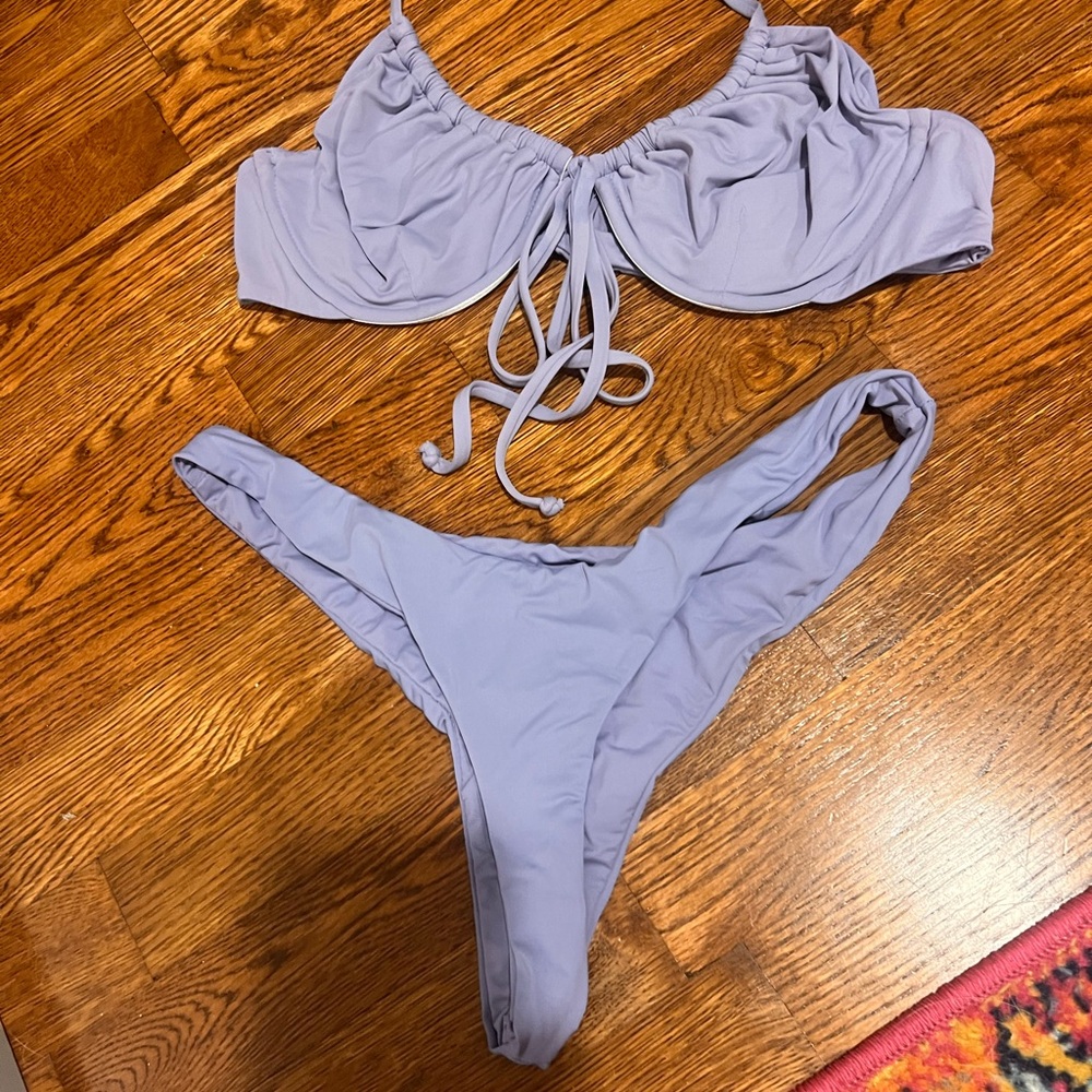 Dippin' Daisy's Purple and Blue Bikini Set with extra bottoms
